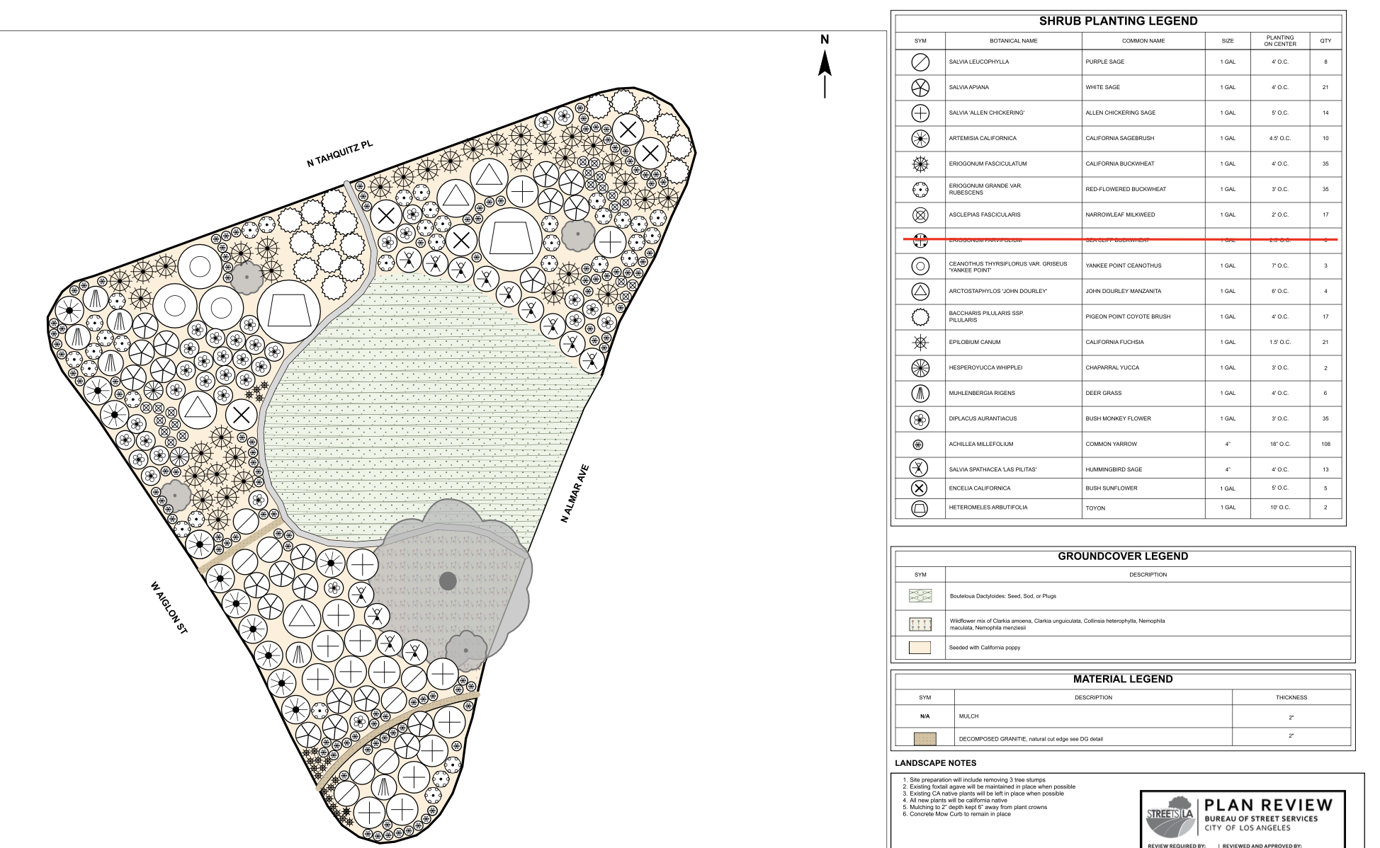 Illustrative planting plan for the Aiglon Pocket Park proposal